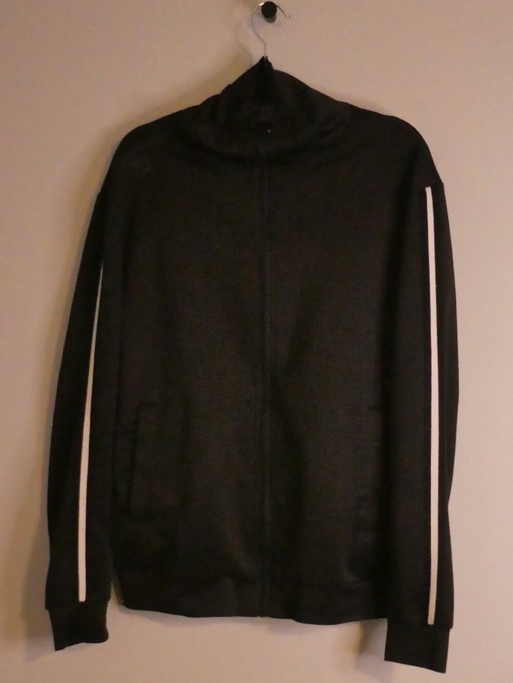 Rare MAIPADDY Black Full-Zip Track Jacket with White Sleeve Stripes - Size XL